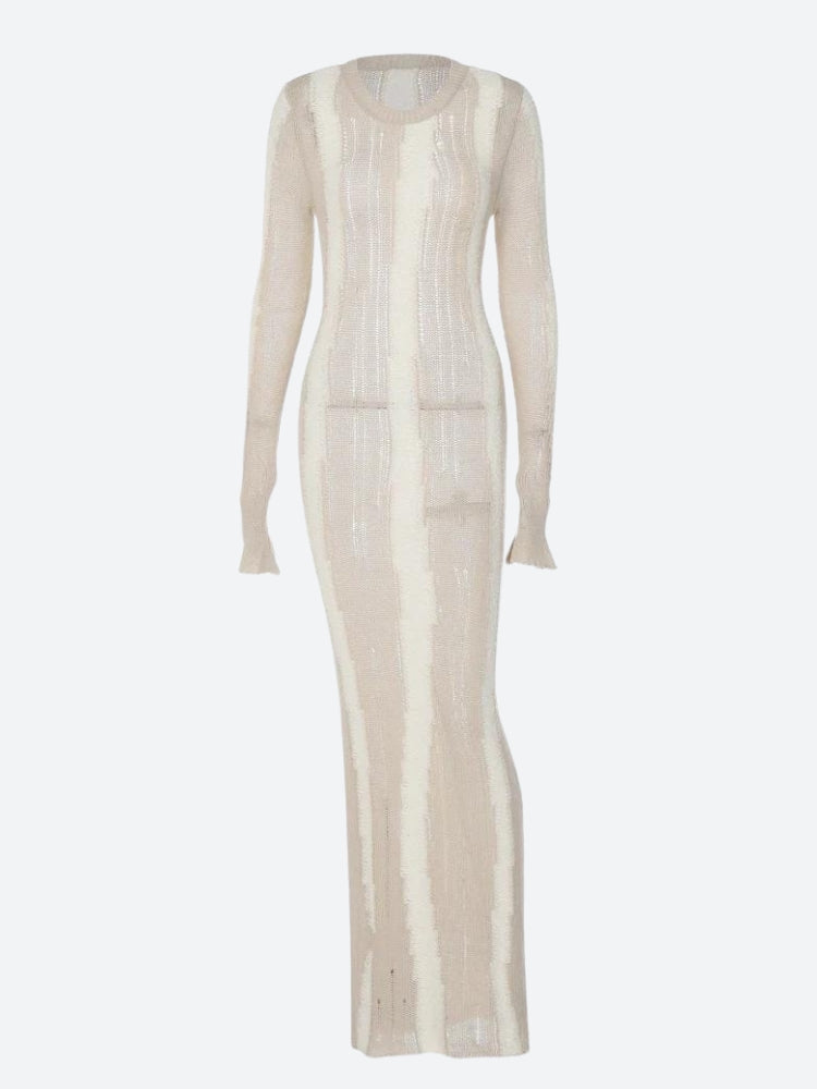 Crochet Distressed Maxi Dress view 5 | MAUVSTUDIO®