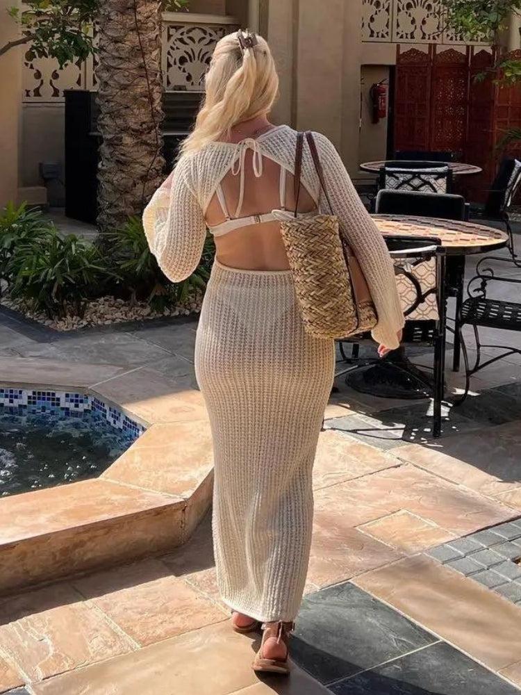 Crochet Maxi Dress view 2 | MAUVSTUDIO®