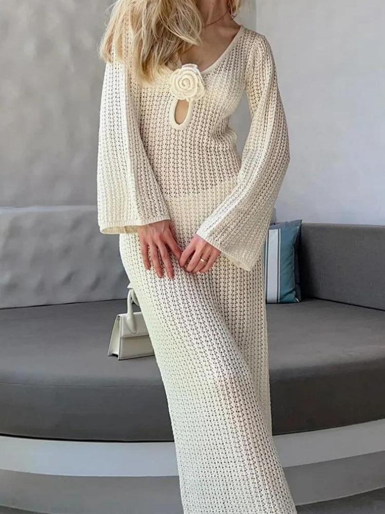 Crochet Maxi Dress view 4 | MAUVSTUDIO®