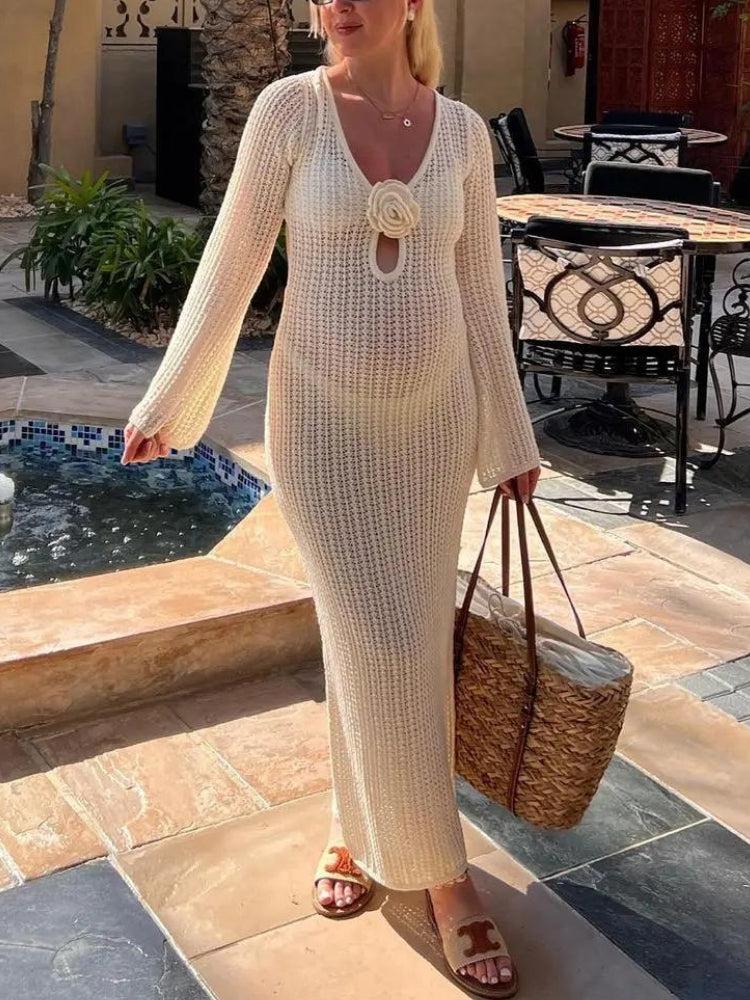 Crochet Maxi Dress view 8 | MAUVSTUDIO®
