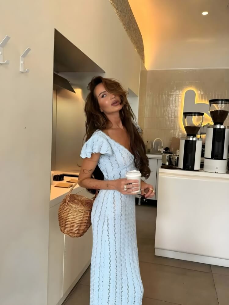 Crochet Midi Dress view 4 | MAUVSTUDIO®