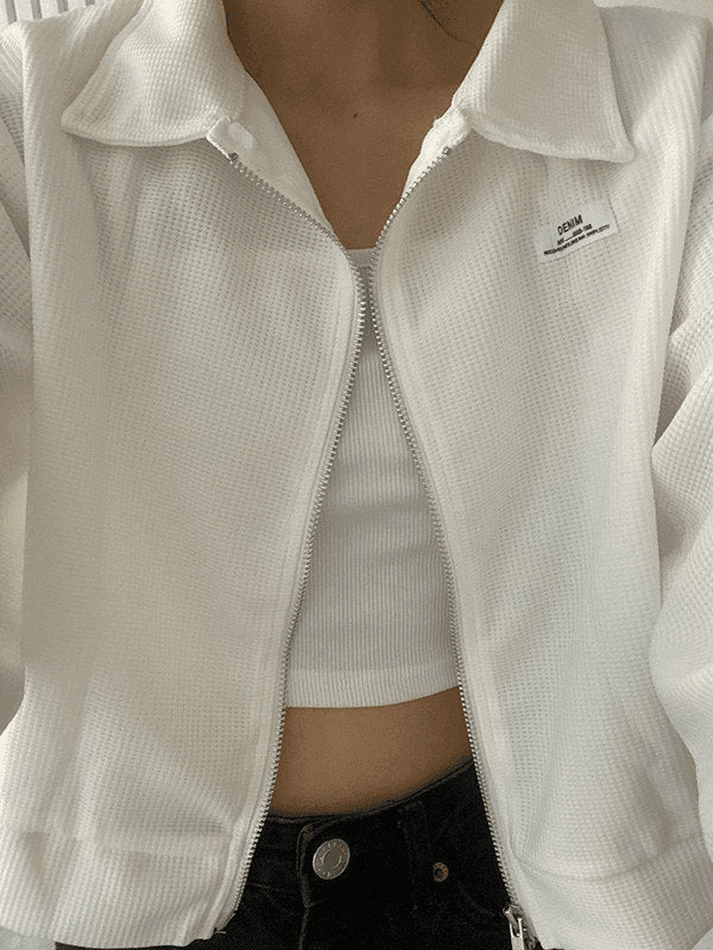Cropped Zip-Up Jacket-Jackets-MAUV STUDIO-STREETWEAR-Y2K-CLOTHING