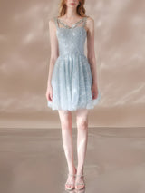Crystal Strap Sequin Mini Dress view 6 | MAUVSTUDIO®