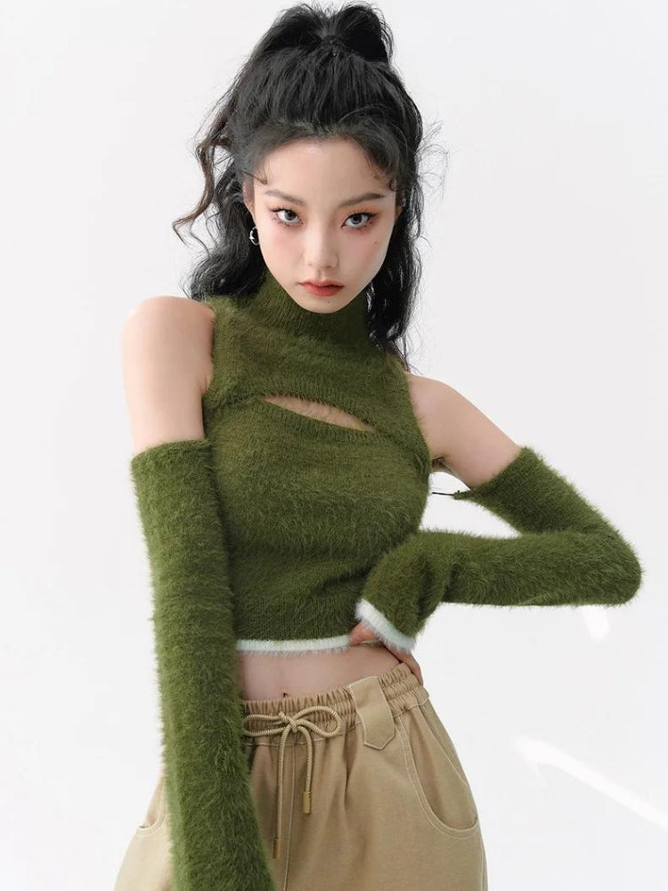 Cut Out Fluffy Crop Sweater Top – MAUV STUDIO®® – MAUVSTUDIO®