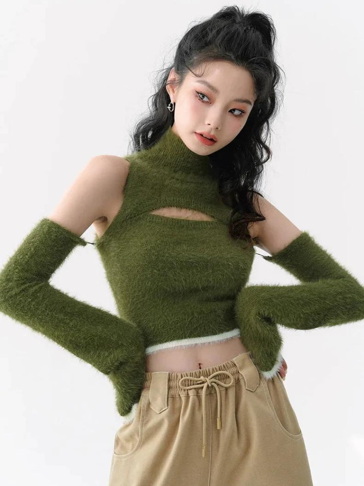Cut Out Fluffy Crop Sweater Top – MAUV STUDIO®® – MAUVSTUDIO®
