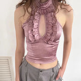 Cut Out Ruffled Halter Neck Top – MAUVSTUDIO®