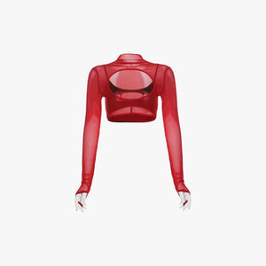 Cut-Out Sheer Mesh Crop Top – MAUVSTUDIO®