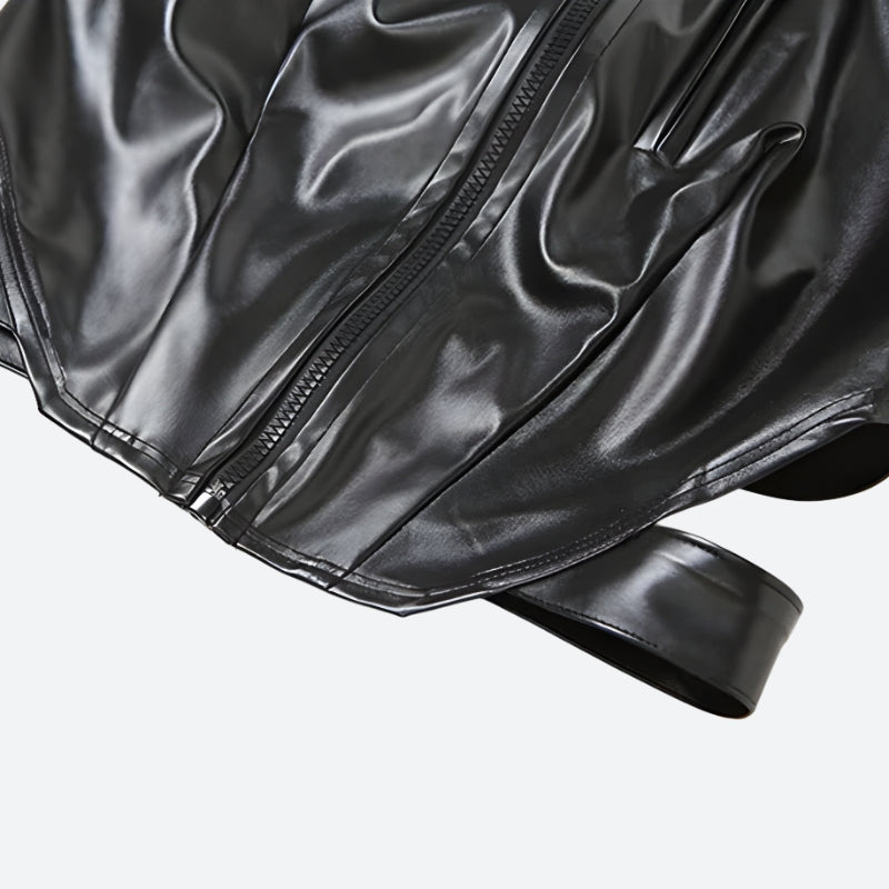 Cyberpunk Faux Leather Zip Up Top – MAUVSTUDIO®
