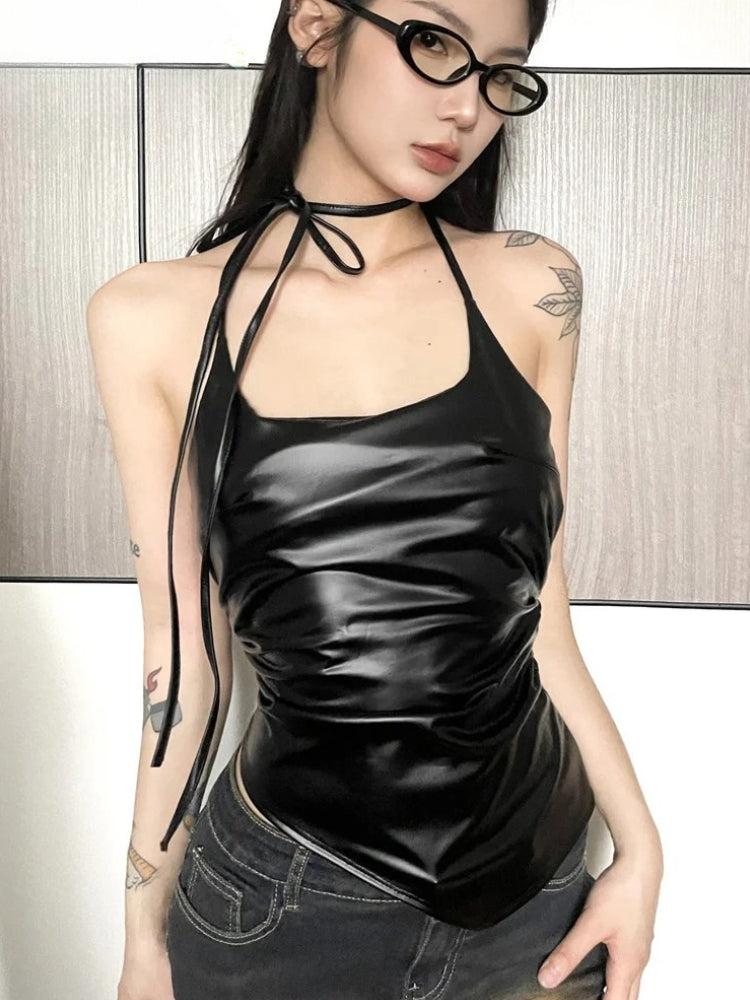 Cyberpunk Halter Neck Tie Top – MAUVSTUDIO®