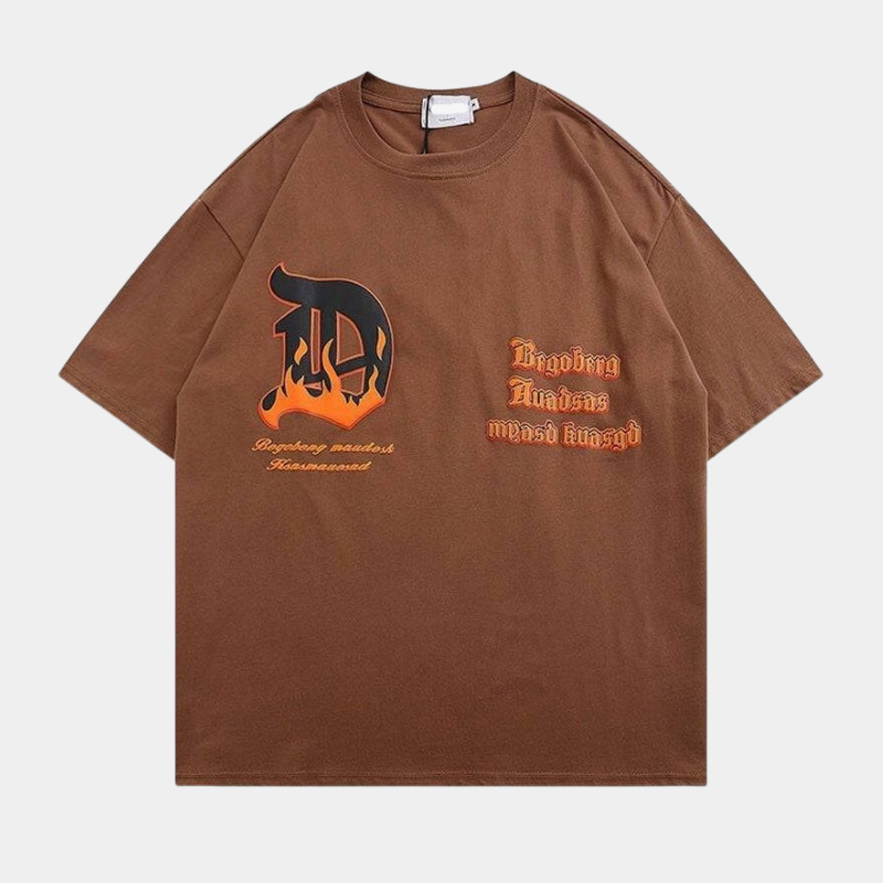 'D' T shirt-T-Shirts-MAUV STUDIO-STREETWEAR-Y2K-CLOTHING