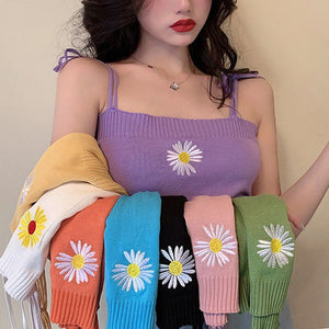 Daisy Knit Tank Top-Tops-MAUV STUDIO-STREETWEAR-Y2K-CLOTHING