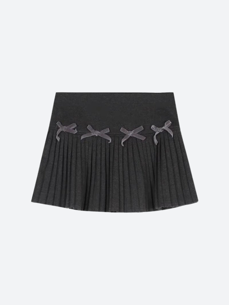 Dark Academia Bow Pleated Mini Skirt-Mauv Studio