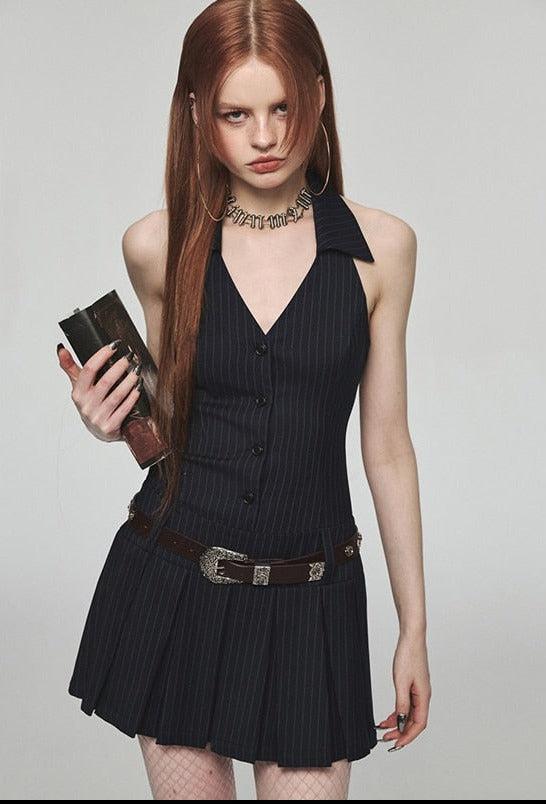 Dark Academia Halter Mini Dress MAUVSTUDIO Dark Academia Halter Mini Dress MAUVSTUDIO