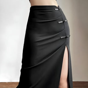 Dark Academia High Split Midi Skirt-Mauv Studio