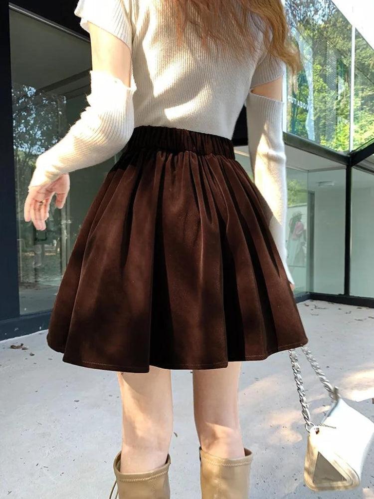 Dark Academia Velvet Mini Skirt-Mauv Studio