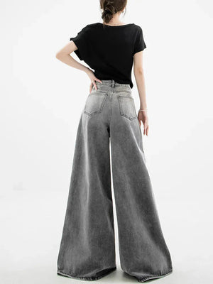 Dark Wash Super Wide Leg Jeans-MAUV STUDIO