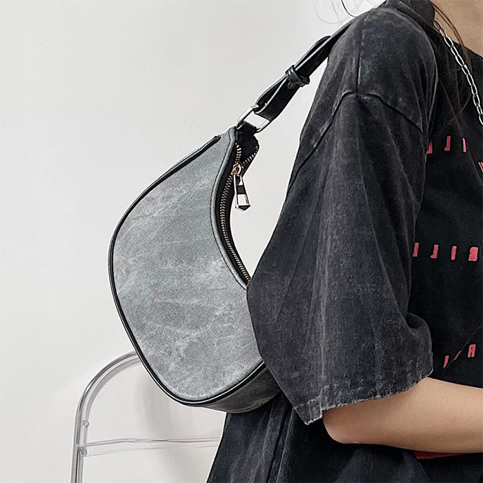 Dark Washed Hobo Bag-Handbags-MAUV STUDIO-STREETWEAR-Y2K-CLOTHING