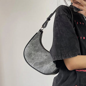Dark Washed Hobo Bag-Handbags-MAUV STUDIO-STREETWEAR-Y2K-CLOTHING