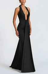 Deep Plunge Ruched Maxi Dress view 15 | MAUVSTUDIO®
