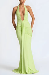 Deep Plunge Ruched Maxi Dress view 6 | MAUVSTUDIO®