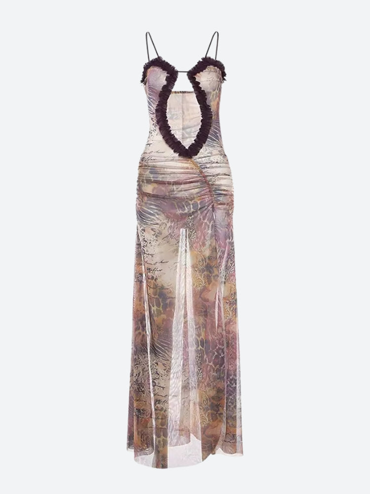 Deep Plunge Slit Maxi Dress view 3 | MAUVSTUDIO®