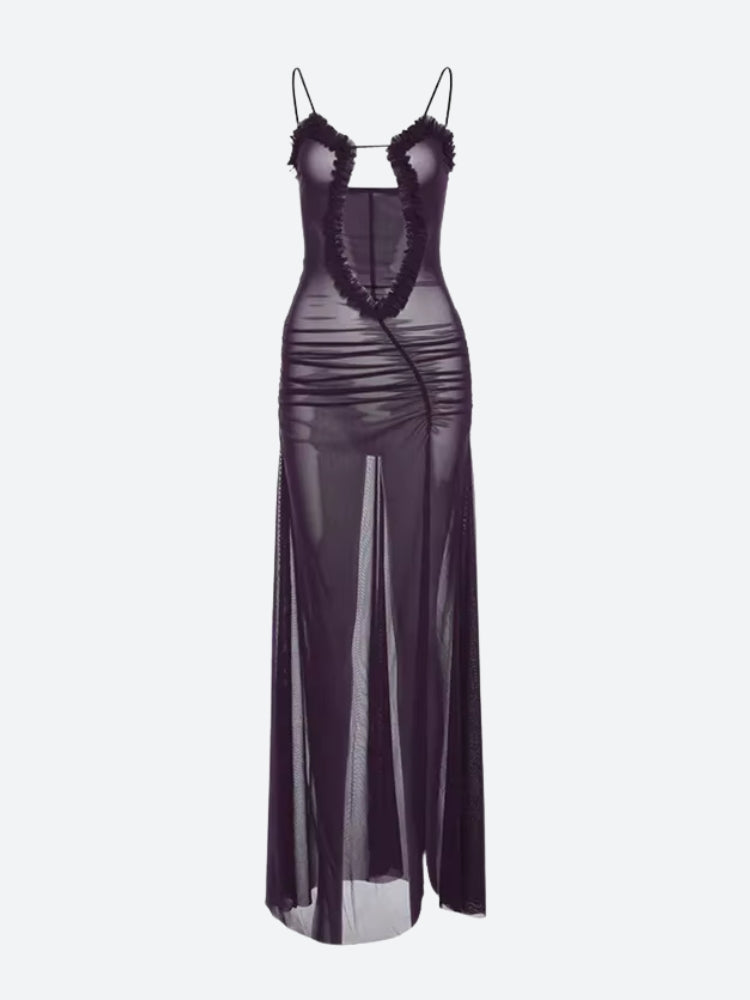 Deep Plunge Slit Maxi Dress view 5 | MAUVSTUDIO®