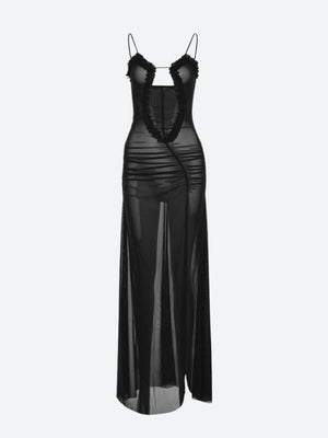 Deep Plunge Slit Maxi Dress view 6 | MAUVSTUDIO®