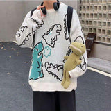 Dinosaur Knitted Sweater-White-M-Mauv Studio