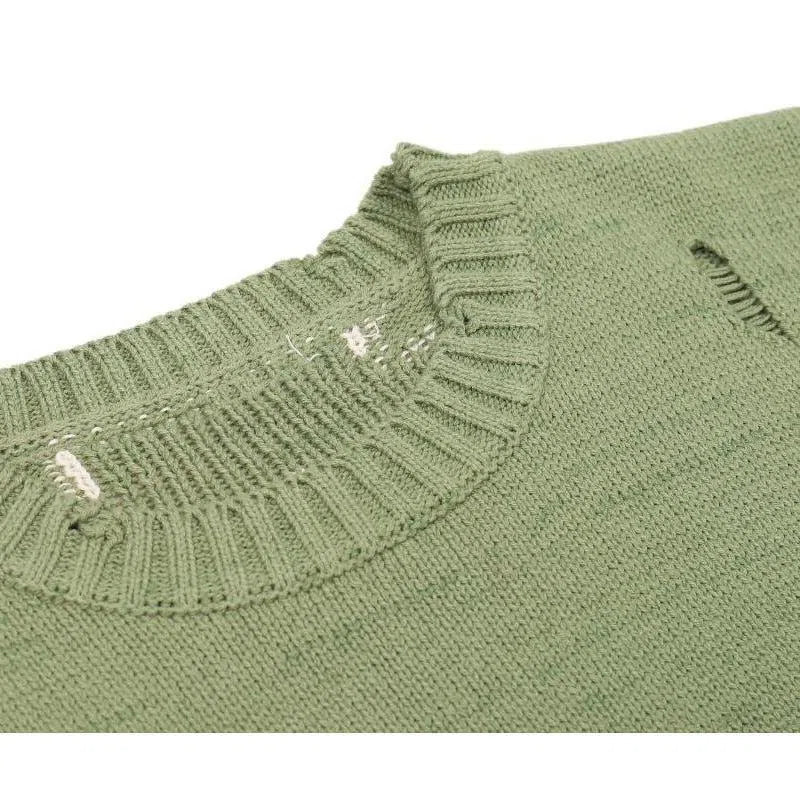 Distressed Oversized Skeleton Knit Sweater-Sweaters-MAUV STUDIO-STREETWEAR-Y2K-CLOTHING