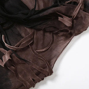 Distressed Sheer Maxi Dress view 6 | MAUVSTUDIO®