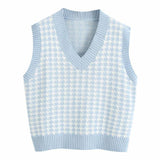 Dogtooth Check Vest-Vest-MAUV STUDIO-STREETWEAR-Y2K-CLOTHING