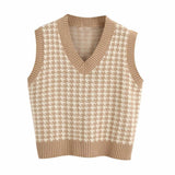 Dogtooth Check Vest-Vest-MAUV STUDIO-STREETWEAR-Y2K-CLOTHING