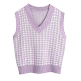 Dogtooth Check Vest-Vest-MAUV STUDIO-STREETWEAR-Y2K-CLOTHING