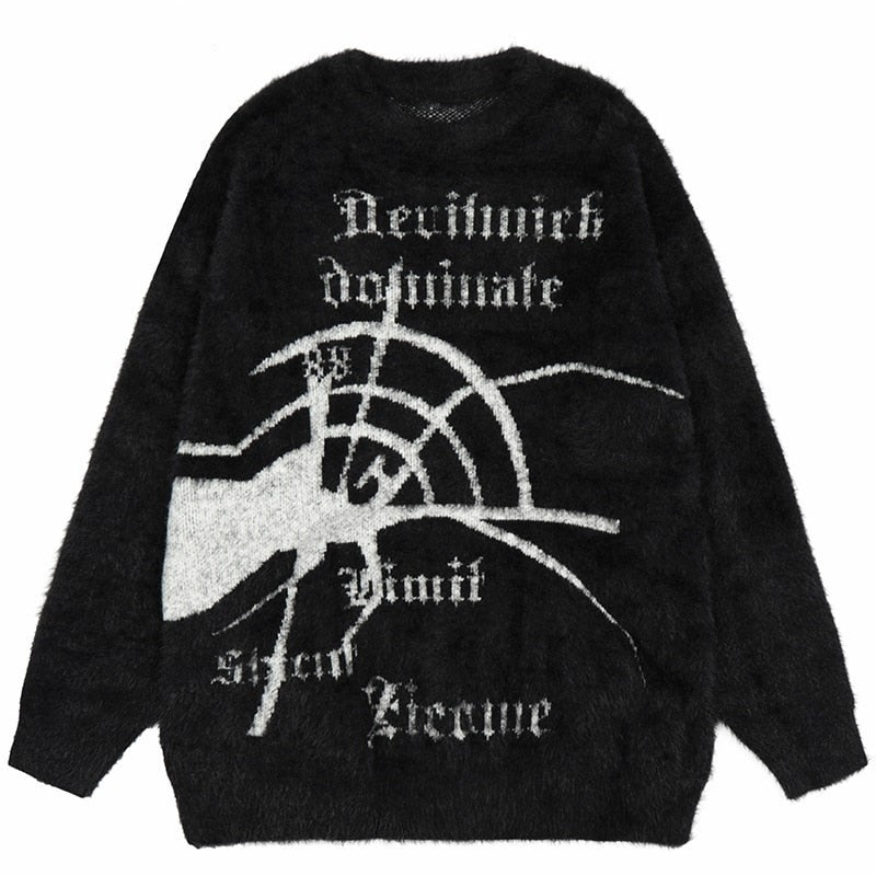 'Dominate' Furry Knit Cotton Sweater-Sweaters-MAUV STUDIO-STREETWEAR-Y2K-CLOTHING
