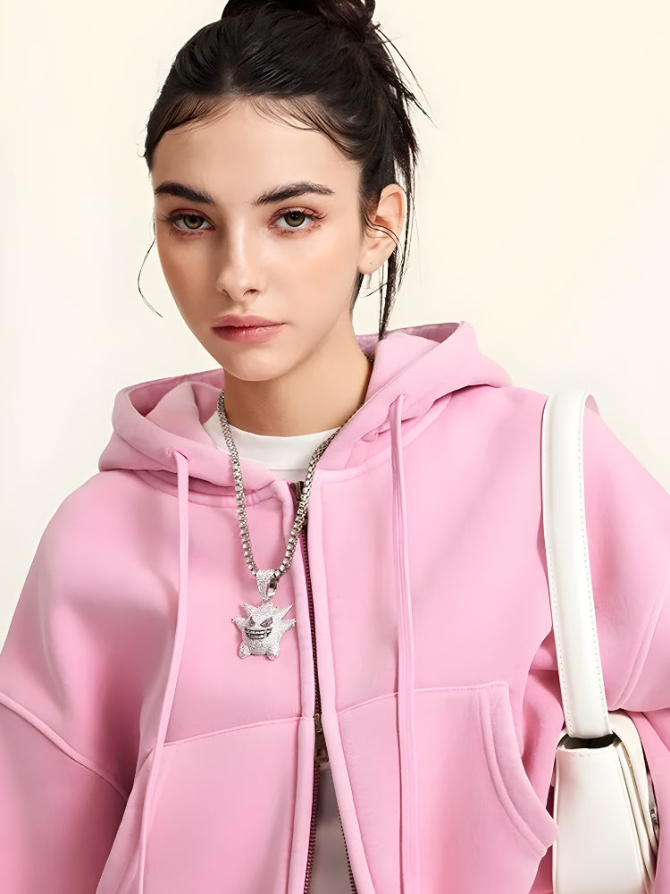 Double Zip-Up Cropped Hoodie – MAUV STUDIO®