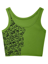 Draft Face Printed Crop Tank Top-Crop Tops-MAUV STUDIO-STREETWEAR-Y2K-CLOTHING