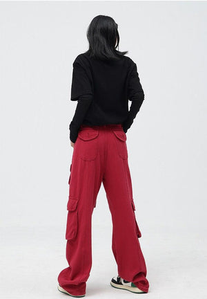 Drawstring Belt Cargo Pants-Mauv Studio