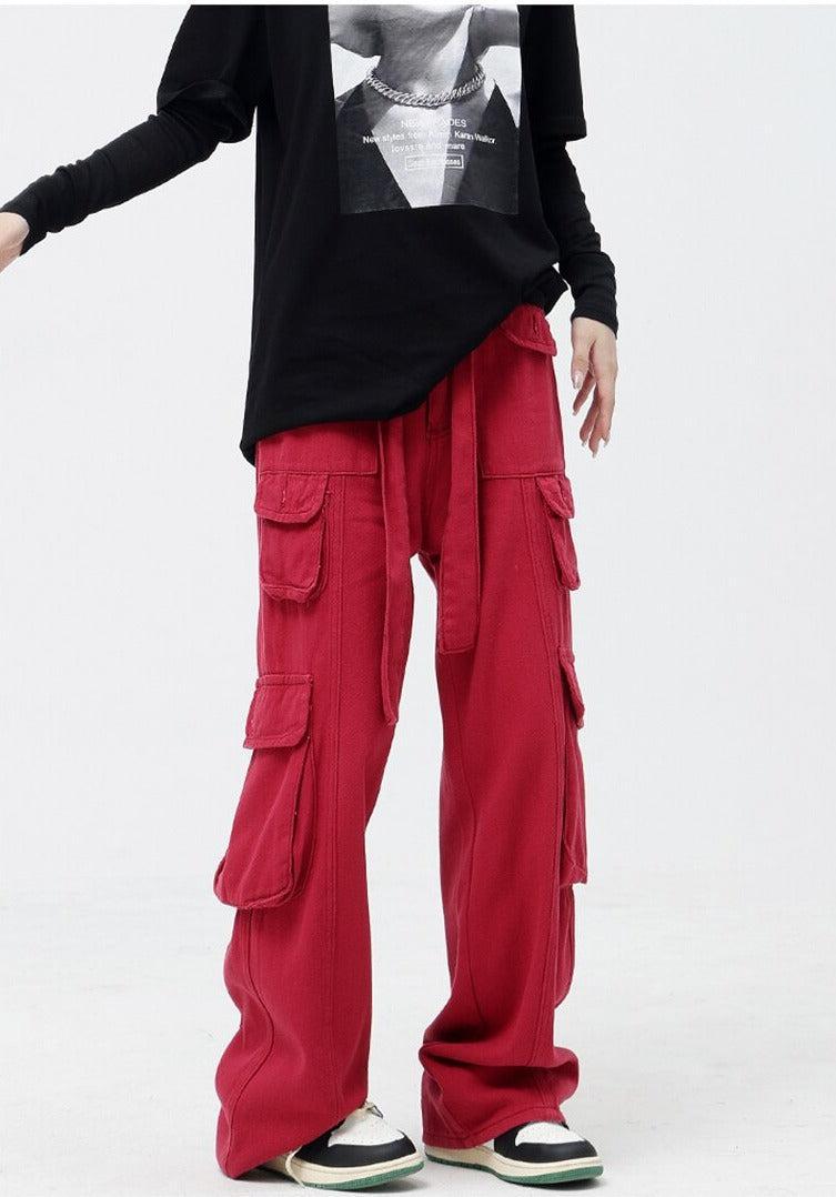 Drawstring Belt Cargo Pants-Mauv Studio