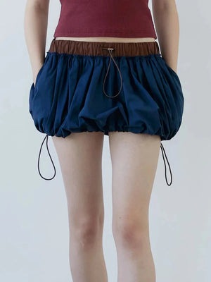 Drawstring Bubble Mini Skirt-Mauv Studio
