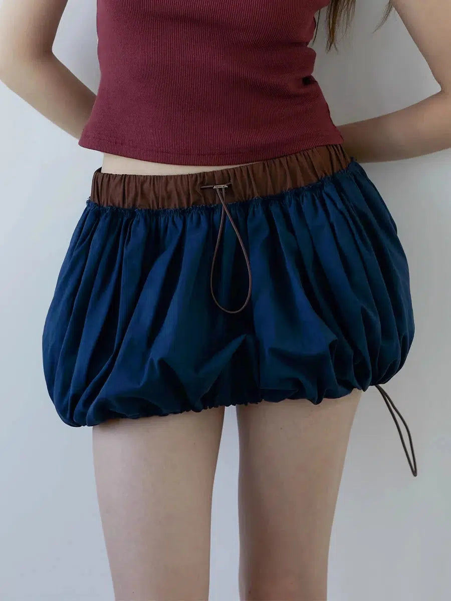 Drawstring Bubble Mini Skirt-Mauv Studio