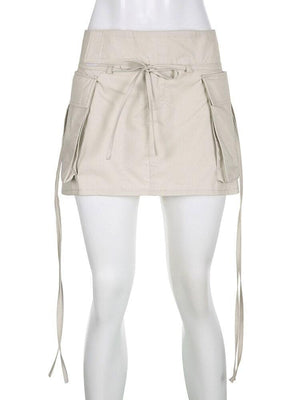 Drawstring Cargo Mini Skirt-Mauv Studio