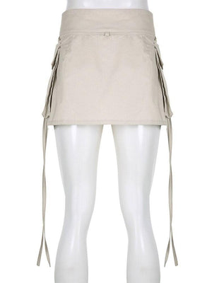 Drawstring Cargo Mini Skirt-Mauv Studio