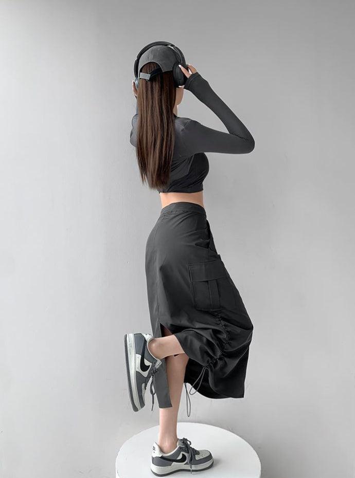 Drawstring Parachute Midi Skirt – MAUVSTUDIO®
