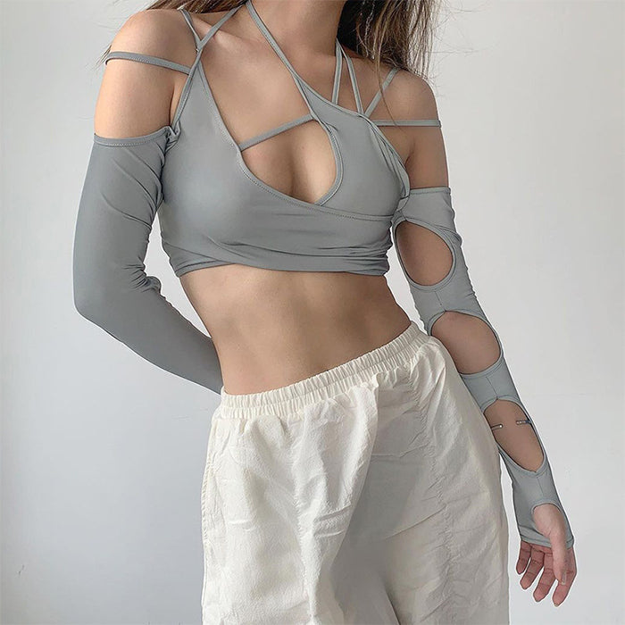 E-girl Aesthetic Cut Out Top-Crop Tops-MAUV STUDIO-STREETWEAR-Y2K-CLOTHING