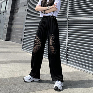 Elasticated Waist Butterfly Cut-Out Pants-Mauv Studio