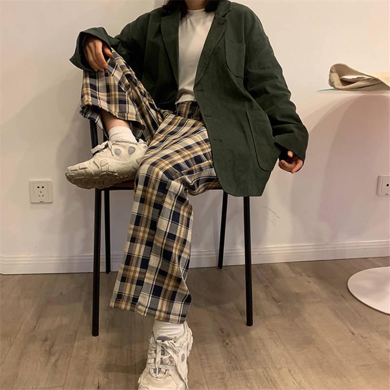 Elasticated Waist Checkered Sweatpants-Mauv Studio