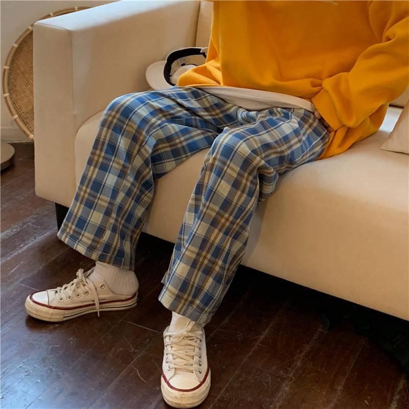 Elasticated Waist Checkered Sweatpants-Mauv Studio