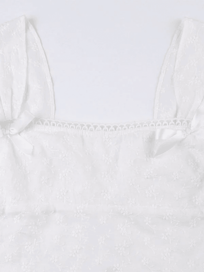 Embroidered Bow Lace Stitching Tank Top-Tank Tops-MAUV STUDIO-STREETWEAR-Y2K-CLOTHING