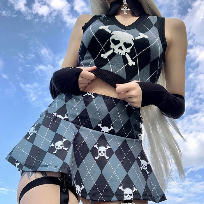 Emo Aesthetic Argyle Vest MAUVSTUDIO Emo Aesthetic Argyle Vest MAUVSTUDIO