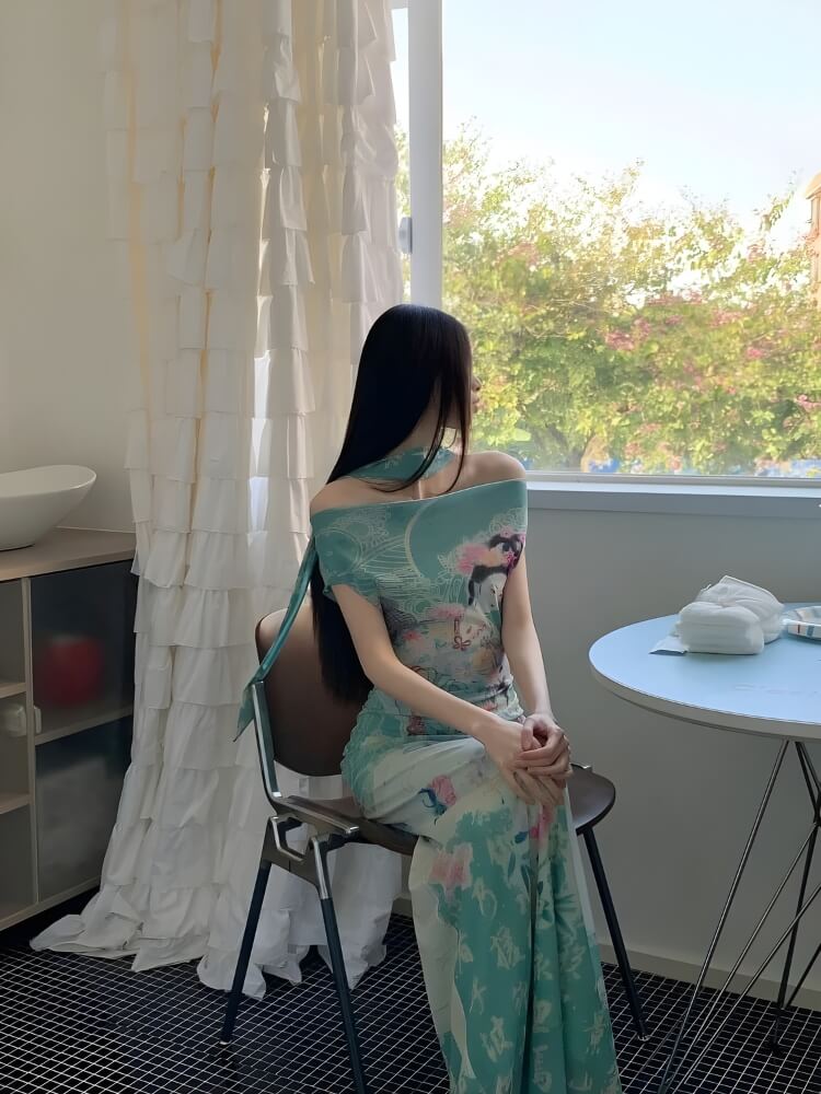Ethereal Art Maxi Dress view 4 | MAUVSTUDIO®